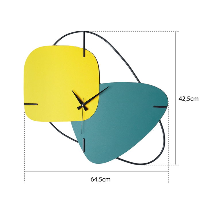 Wallity Reloj de Pared Decorativo de Metal Verde y Amarillo Wallity Reloj de Pared Decorativo de Metal Verde y Amarillo